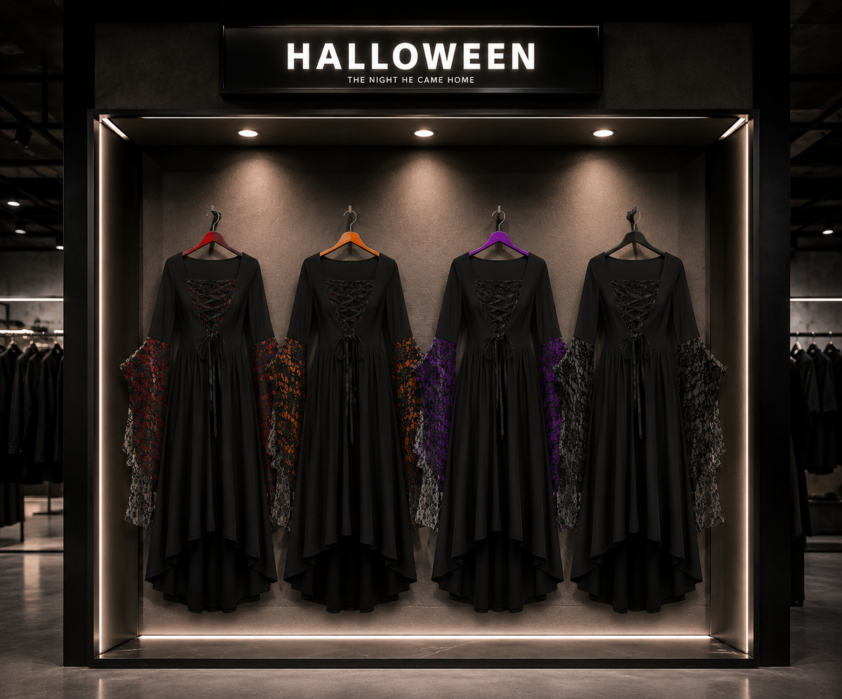 Robe sorcière Halloween noire dentelle