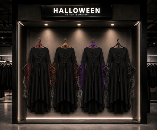 Robe sorcière Halloween noire dentelle