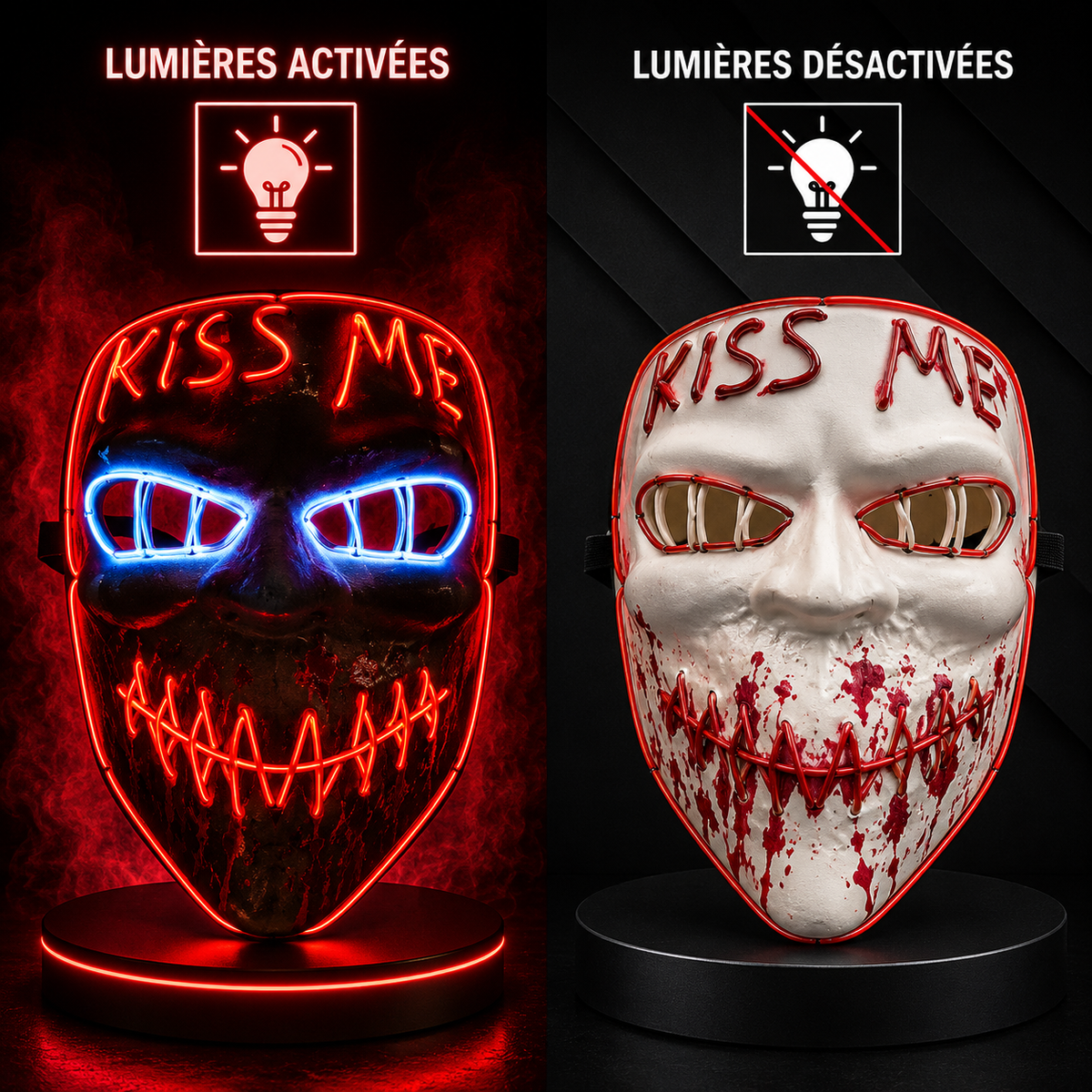 Le Masque Néon – Masque LED Halloween 13 Couleurs